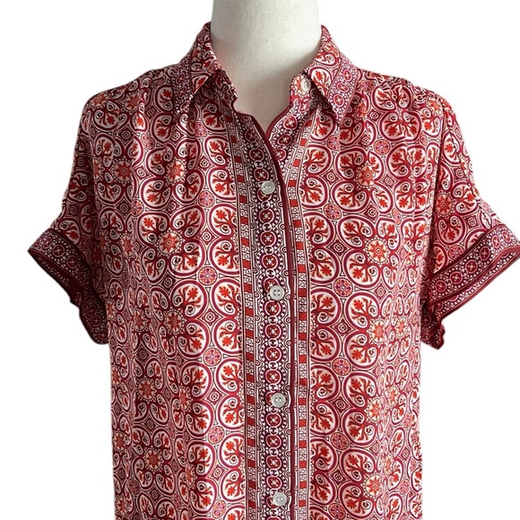 Max Studio Womens Red Short Sleeve Button Up - Picture 7 of 10